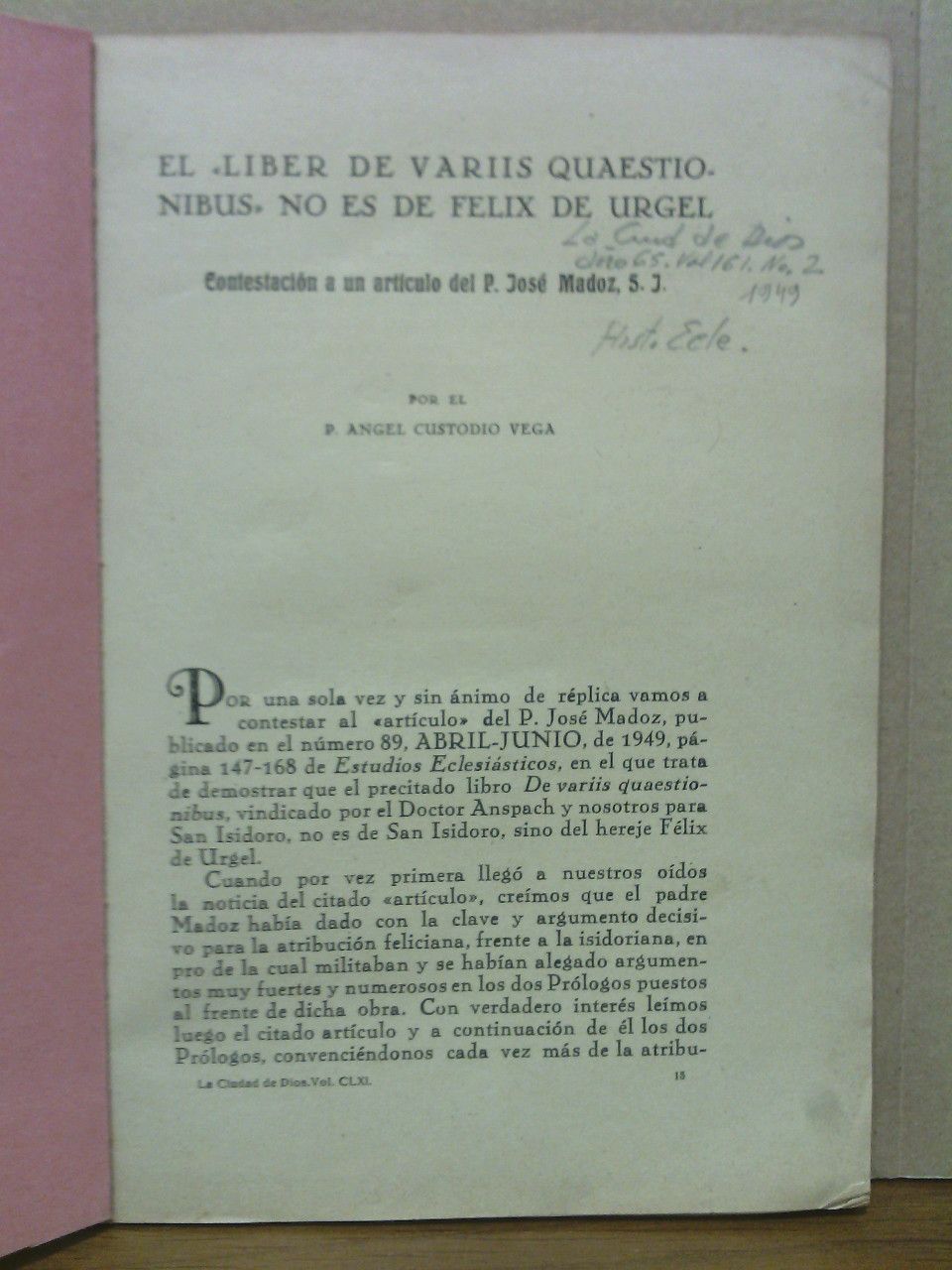 El "Liber de Variis Quaestionibus" no es de Félix de …