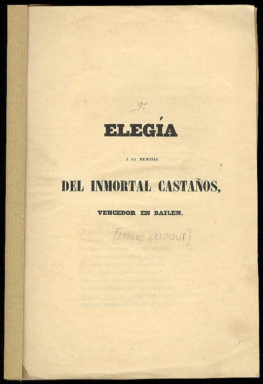 Elegía a la memoria del Inmortal Castaños, vencedor en Bailén
