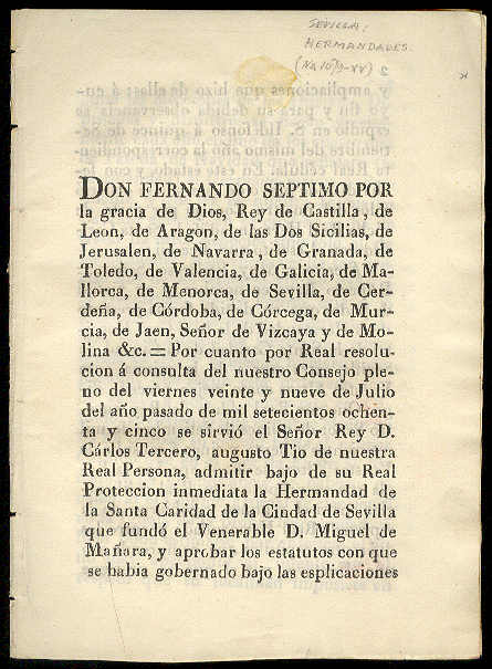 [Escrito dirigido al] Muy Poderoso Señor Don Fernando Septimo sobre …