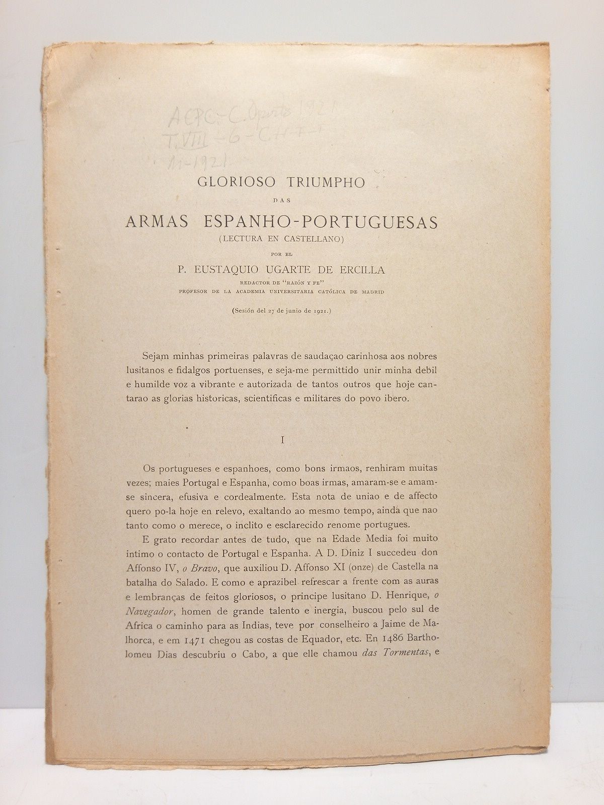 Glorioso Triunpho das Armas Espano-Portuguesas. [Conferencia]