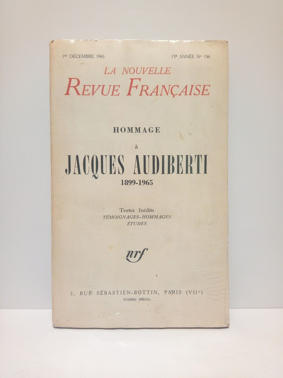 Hommage à Jacques Audiberti, 1899-1965. Textes Inédits. Témoignages.Hommages. Études. (Numéro …