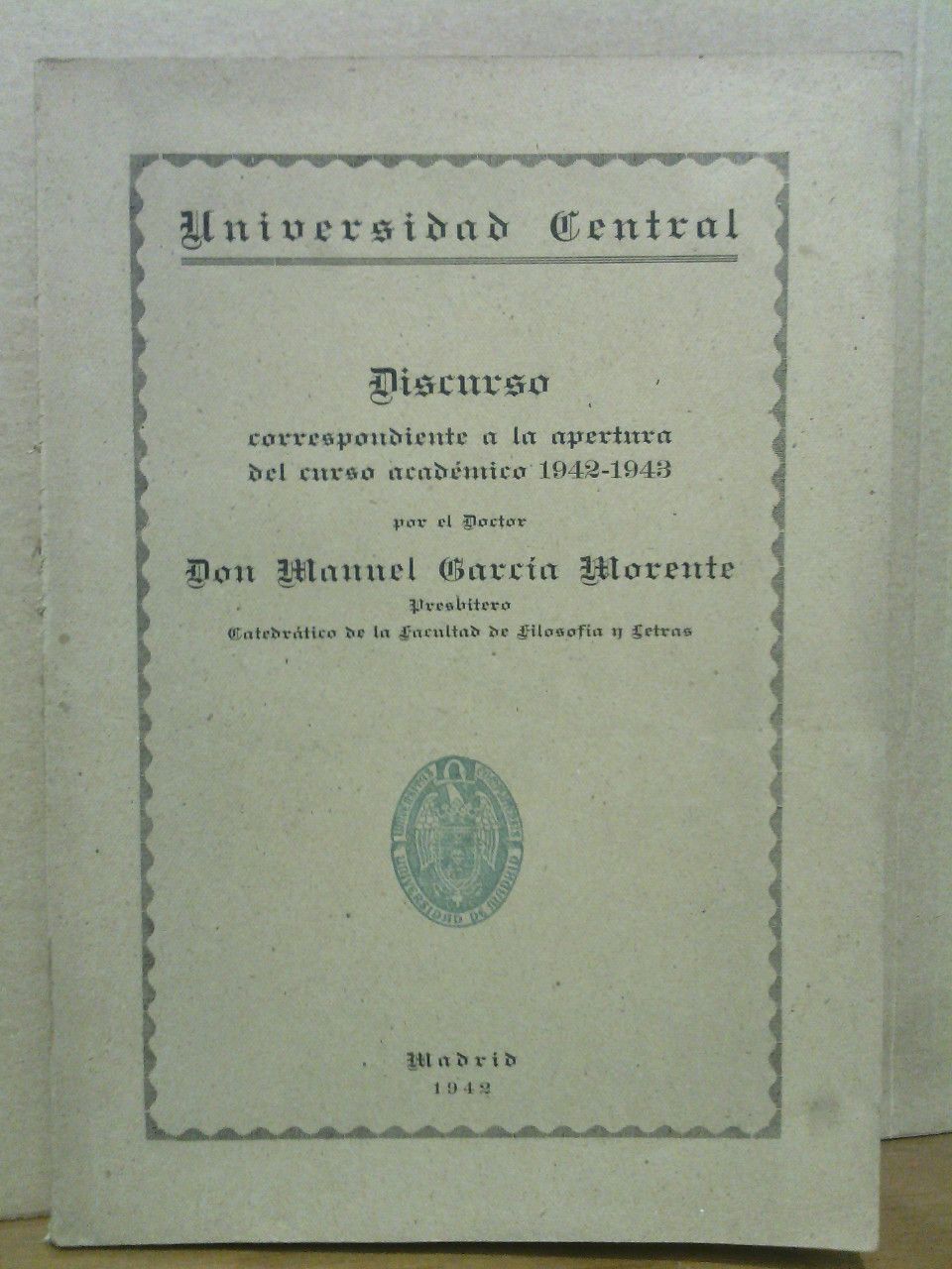 Ideas para una filosofía de la historia de España. (Universidad …
