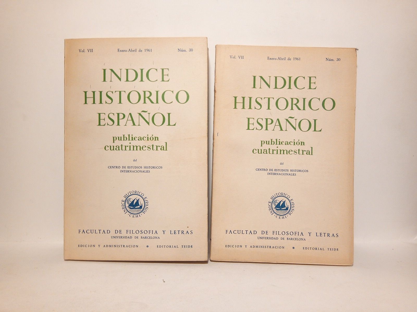 INDICE HISTORICO ESPAÑOL. Publicación cuatrimestral del Centro de Estudios Históricos …