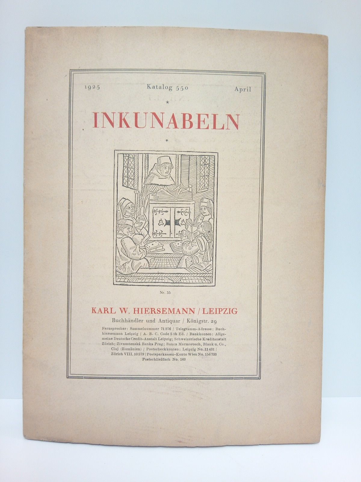 Katalog 550, April, 1925: INKUNABELN