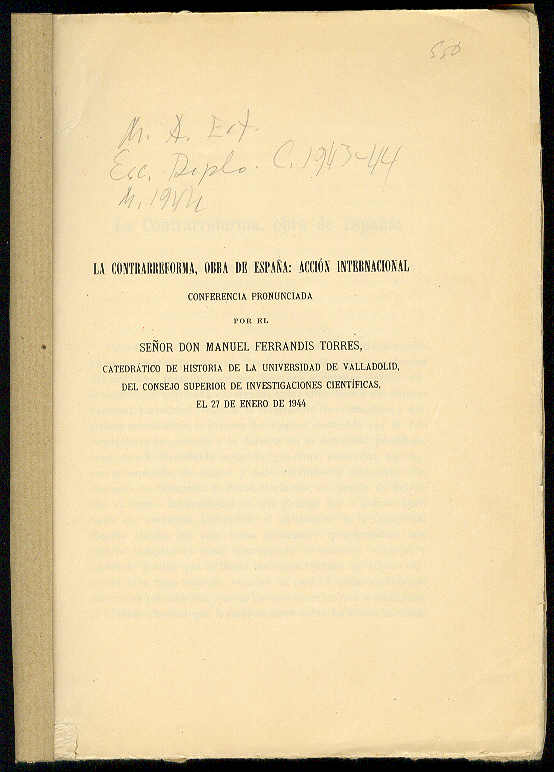 La Contrarreforma, obra de España: Acción internacional. (Conferencia pronunciada por. …