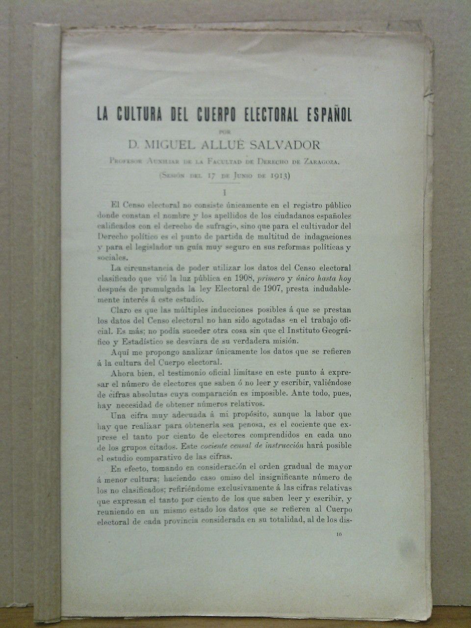 La cultura del cuerpo electoral español