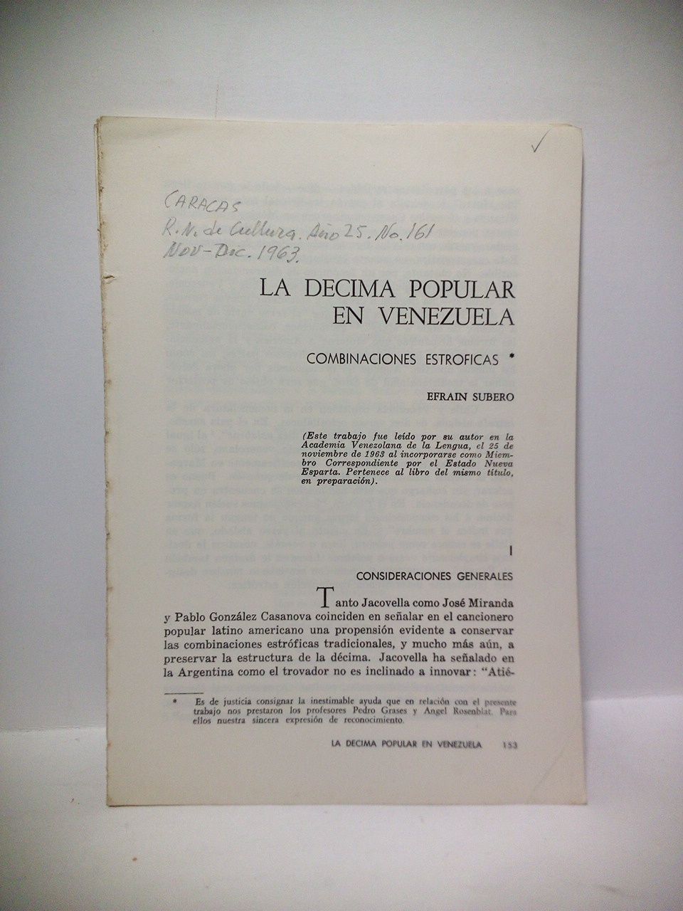 La décima popular en Venezuela: Combinaciones estróficas. (Trabajo leído por …