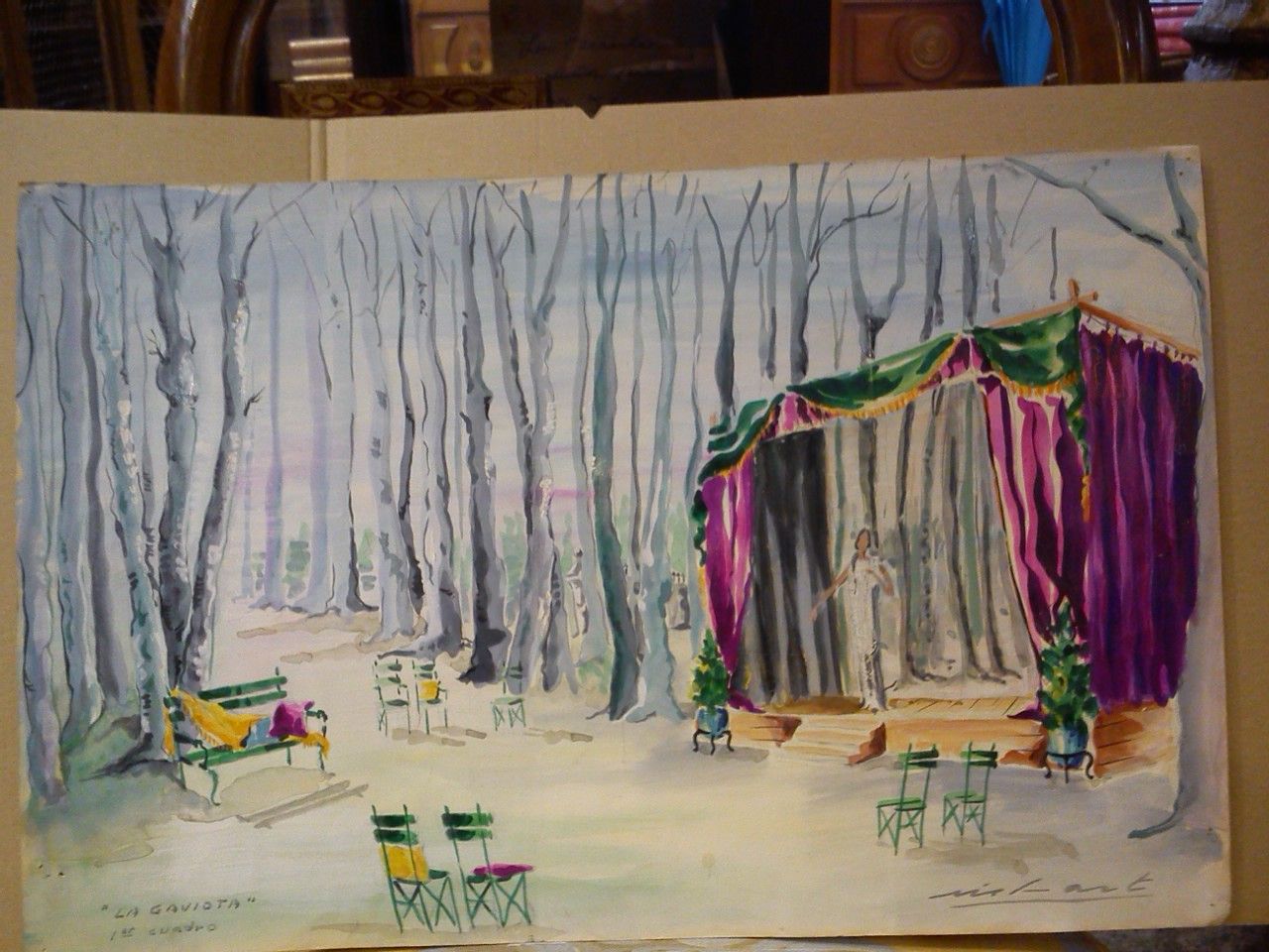 La Gaviota: 1er. cuadro. Pintura original a la acuarela y …