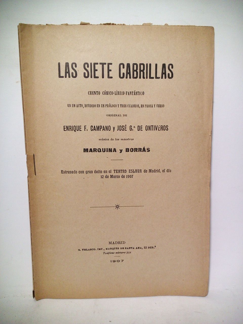 Las siete cabrillas. (Cuento cómico-lírico-fantástico en un acto, dividido en …