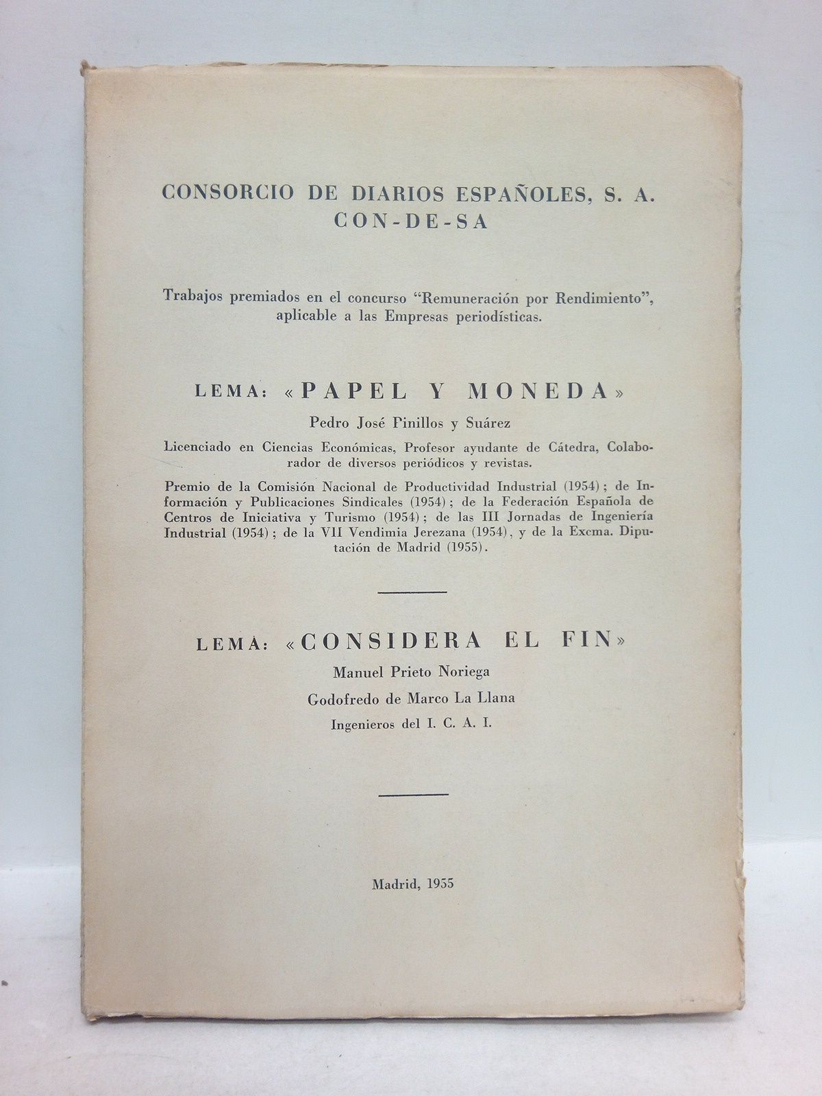 LEMA: Papel y Moneda, por José Pinillos y Suárez / …