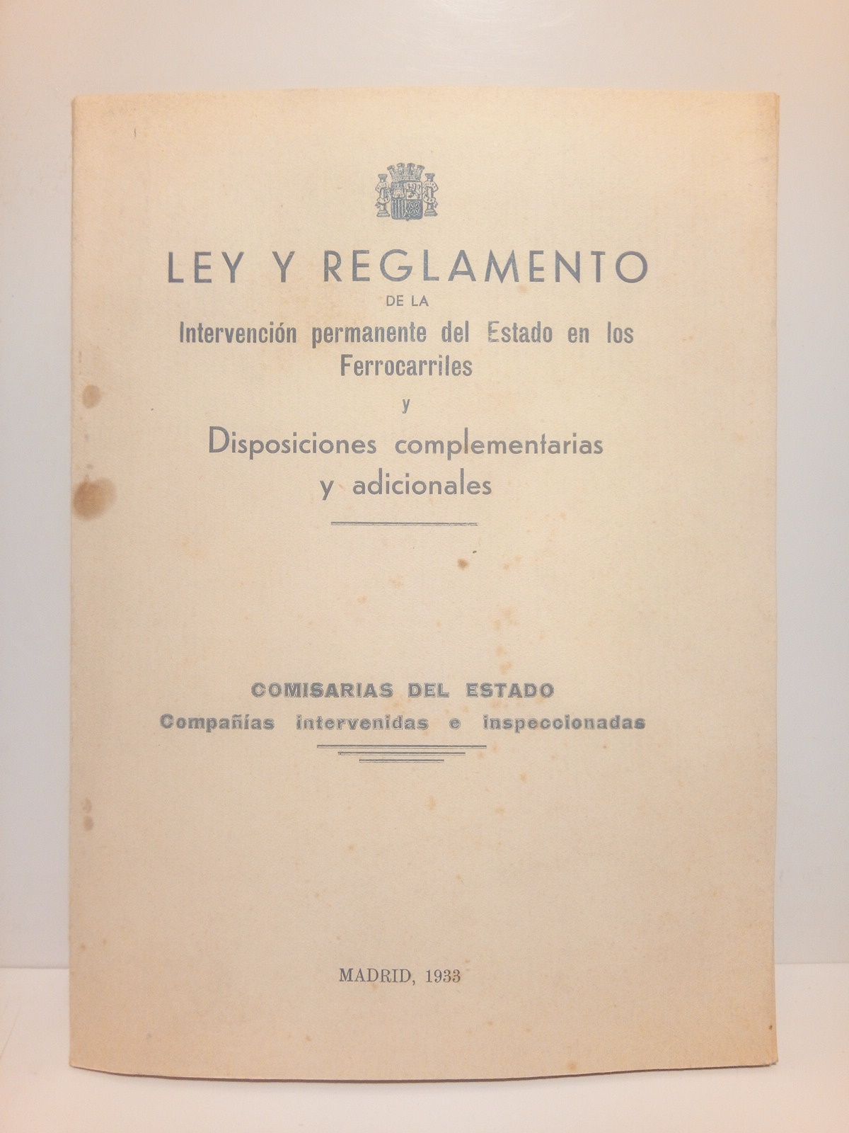 Ley Reglamento de la Intervención permanente del Estado en los …