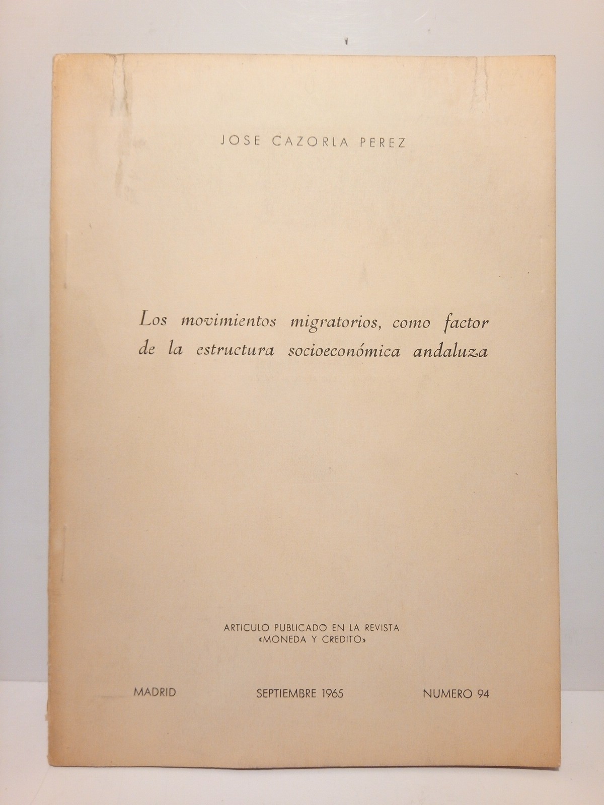 Los movimientos migratorios, como factor de la estructura socioeconómica andaluza