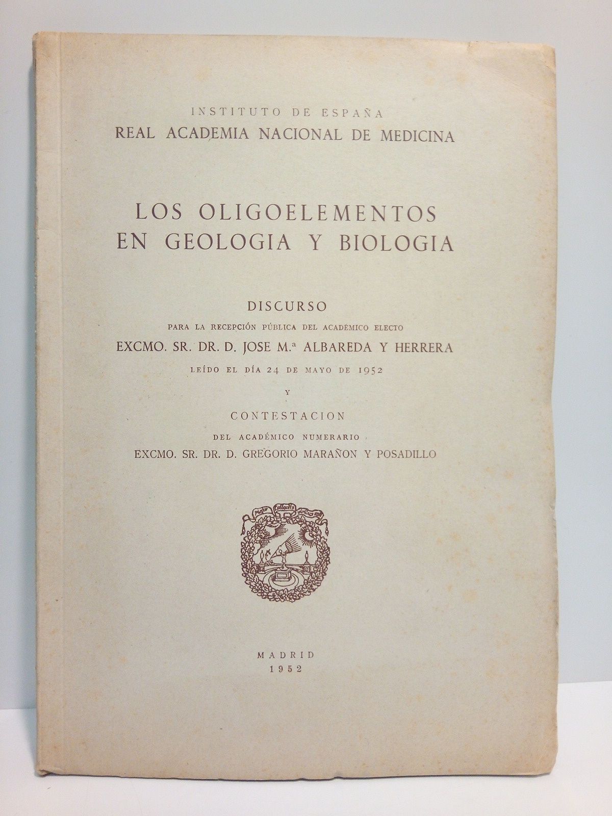 Los oligoelementos en geología y biología. (Discurso de ingreso en …