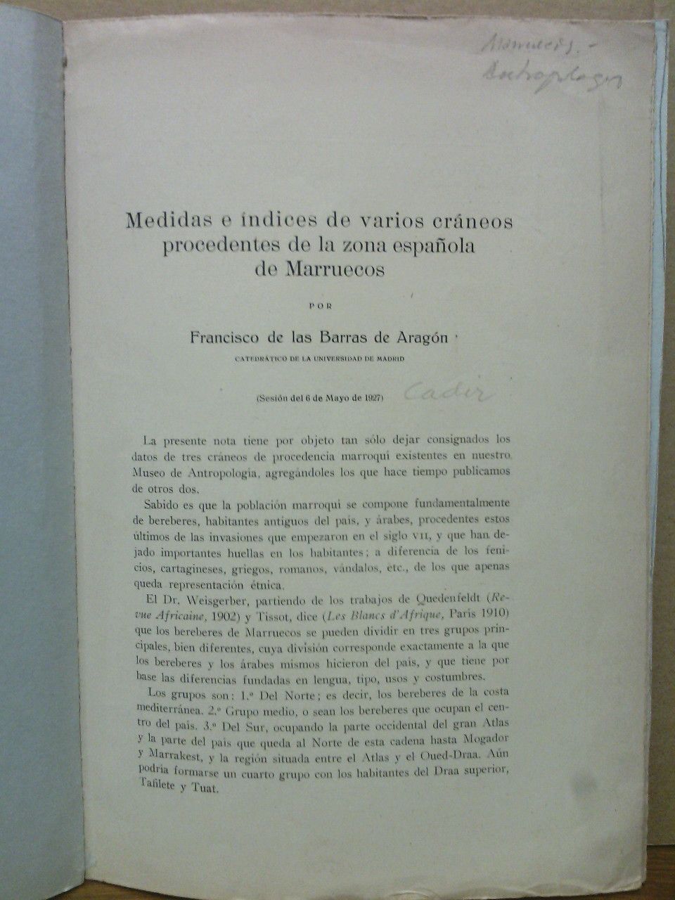 Medidas e índices de varios cráneos procedentes de la zona …