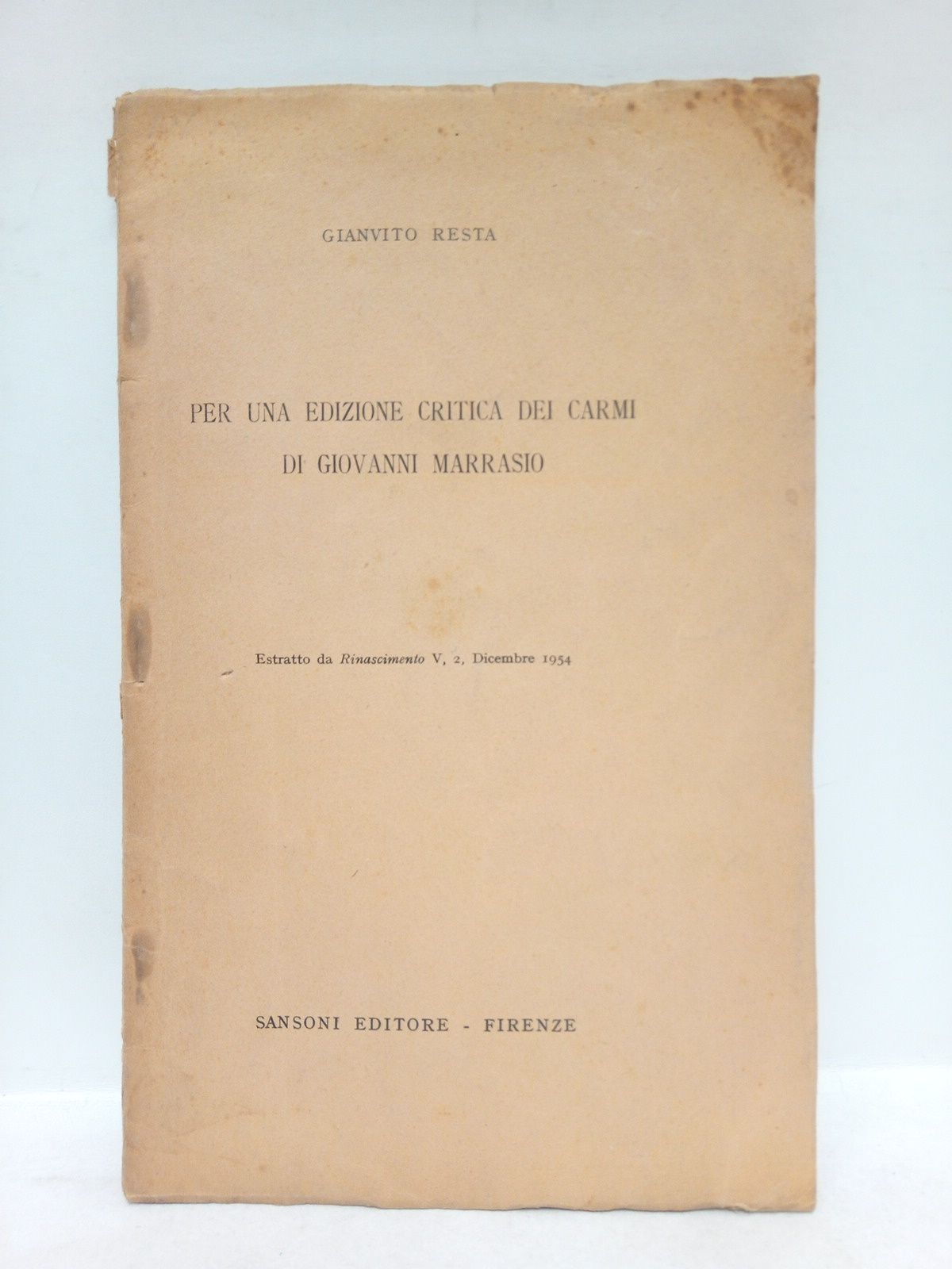 Per una edizione critica dei Carmi di Giovanni Marrasio