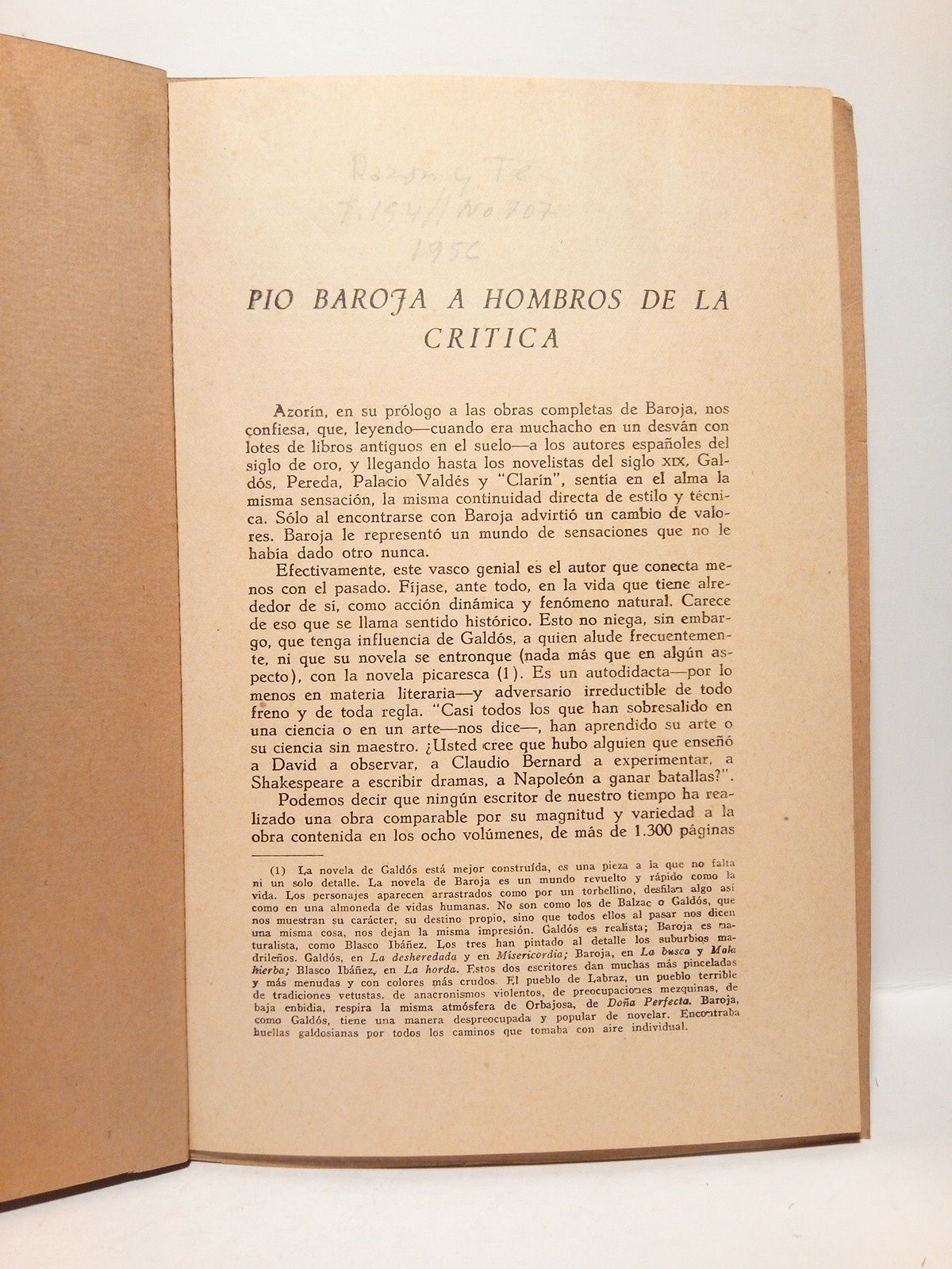 Pío Baroja a hombros de la crítica