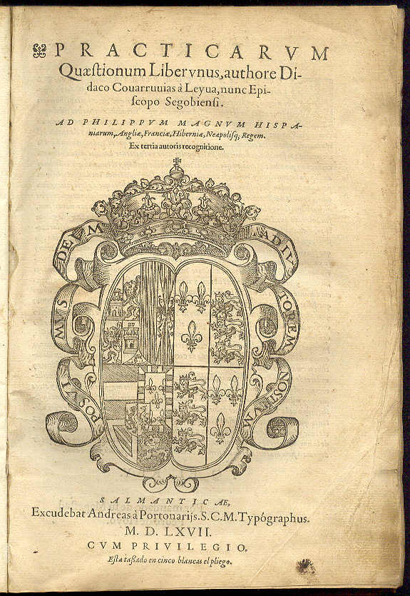 Practicarum Quaestionum Liber unus / authore Didaco Vovarruvias à Leyva, …