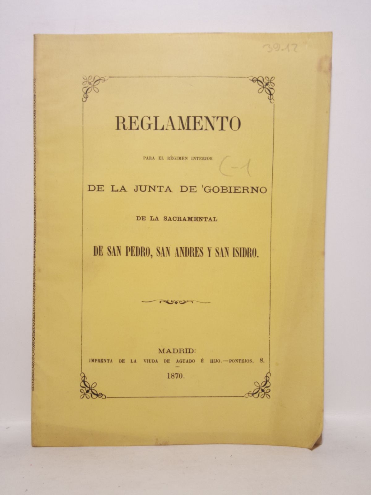 Reglamento para el régimen interior de la Junta de Gobierno …
