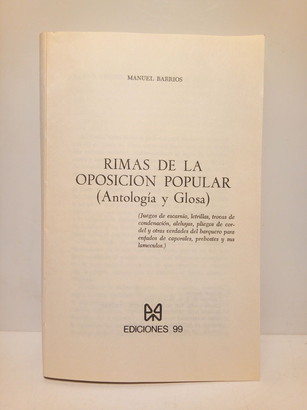 Rimas de la oposición popular: Antología y Glosa. (Juegos de …