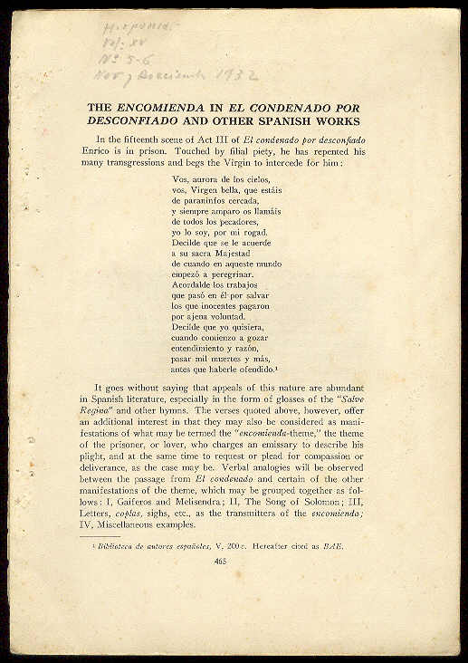 The encomienda in "El condenado por desconfiado" [de Tirso] and …