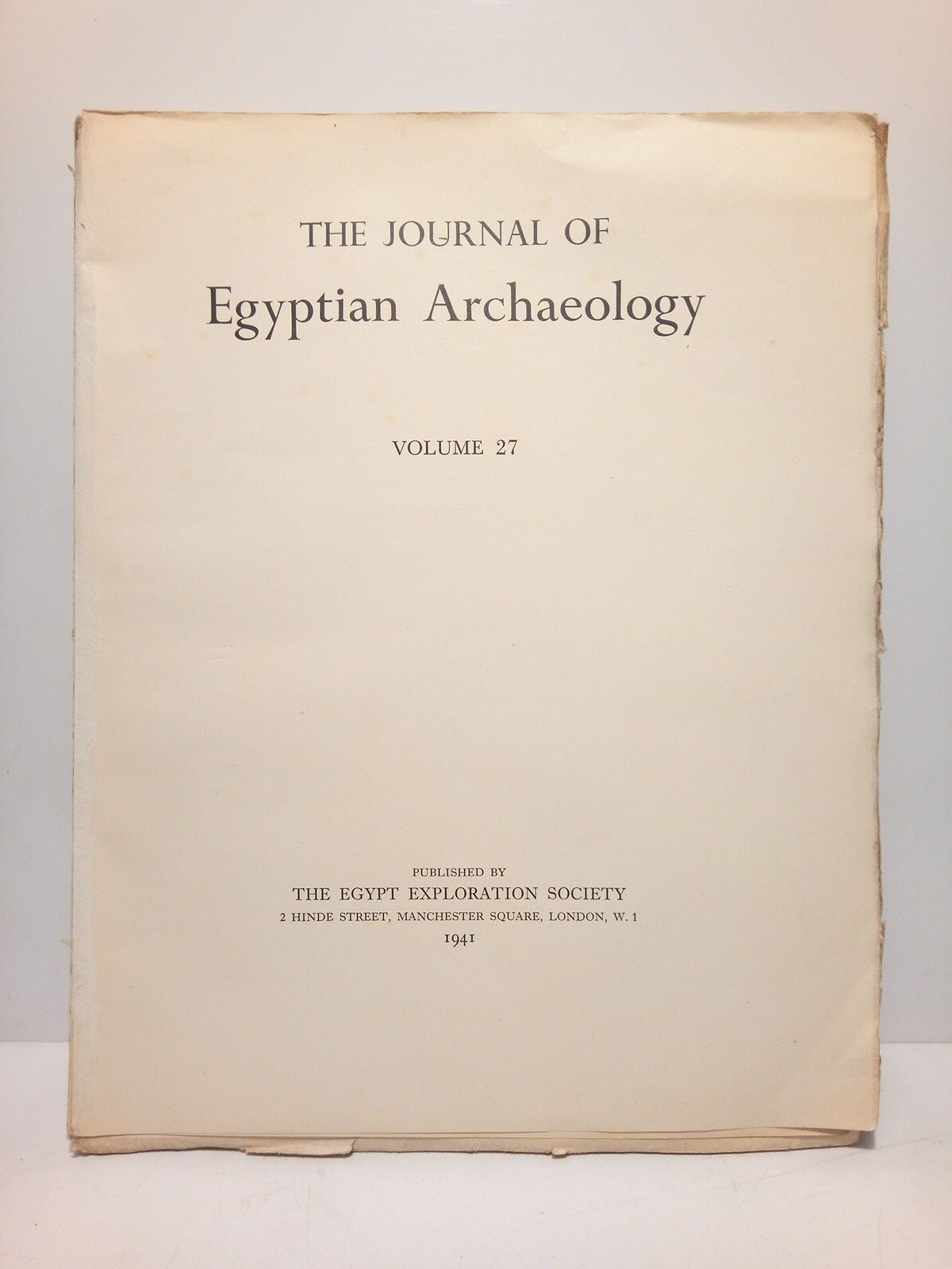 The Journal of Egyptian Archaeology. Vol. 27