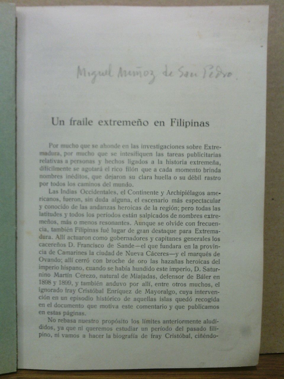 Un fraile extremeño en Filipinas