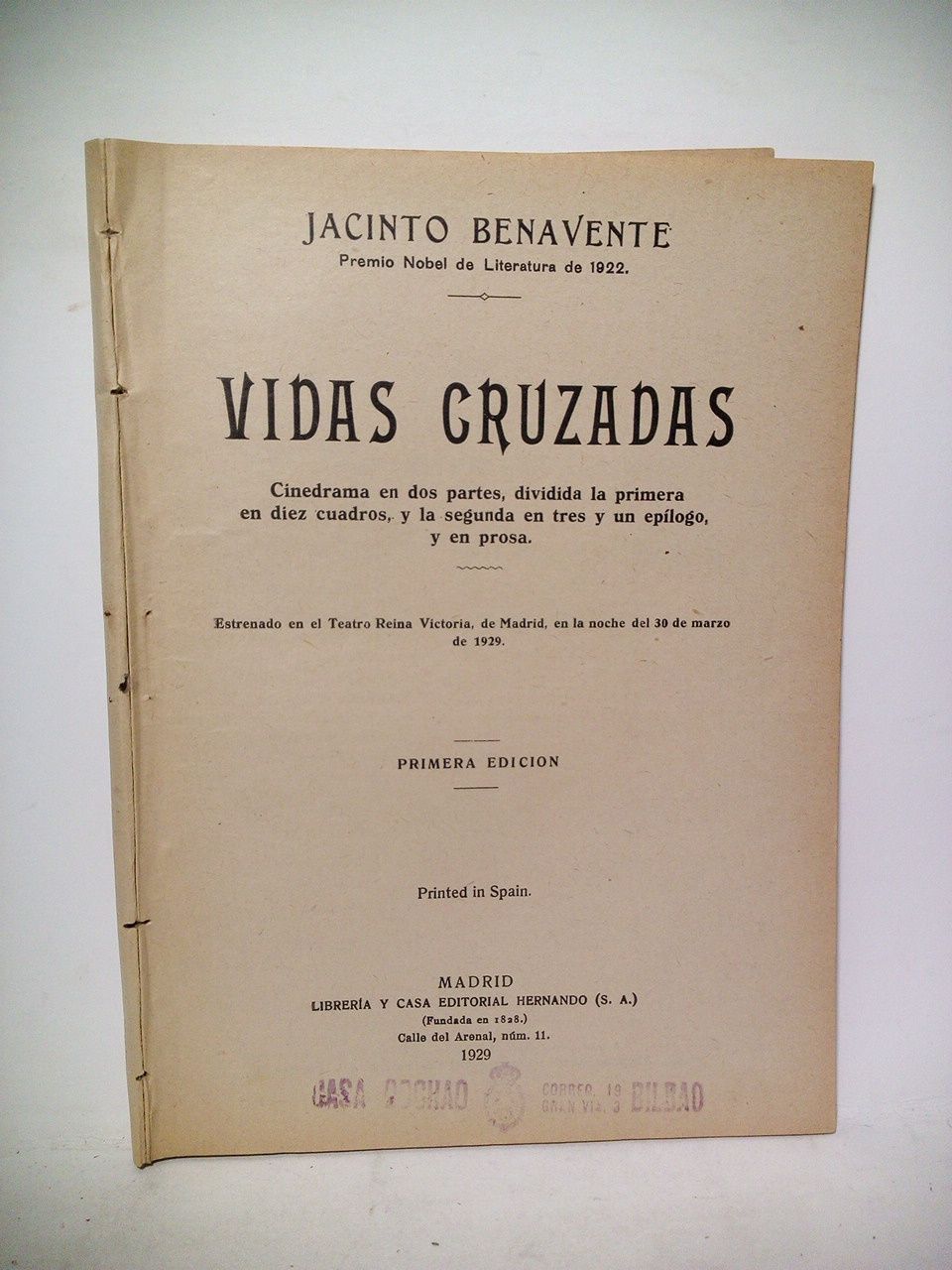 Vidas cruzadas. (Cinedrama en dos partes, dividida la primera en …