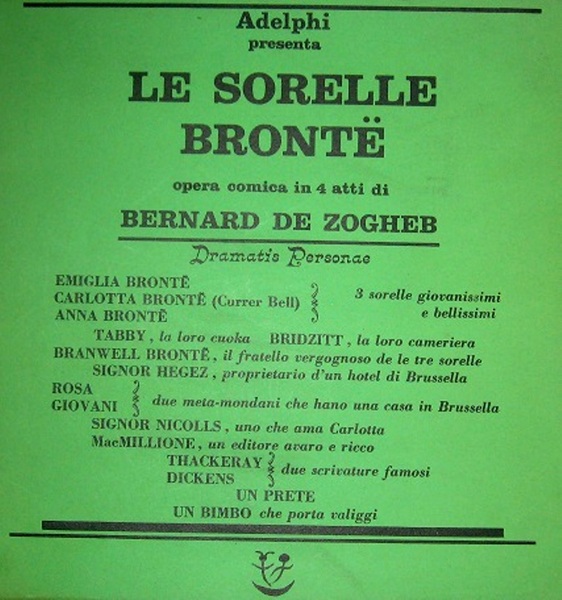 LE SORELLE BRONTE (Opera Comica in 4 atti di Bernard …