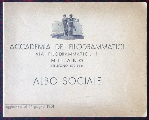 Accademia dei Filodrammatici - Albo Sociale - Milano 1954