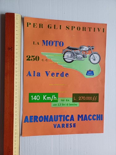Aermacchi 250 Ala Verde 1959 locandina concessionari originale no depliant