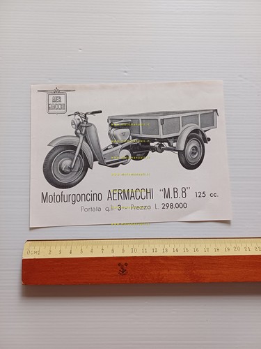 Aermacchi MB 8 125 1954 motocarro depliant italiano originale