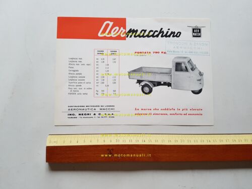 Aermacchi motocarro Aermacchino motore Fiat 500 depliant originale italiano