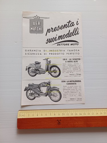 Aermacchi produzione modelli moto 1954-55 depliant italiano originale