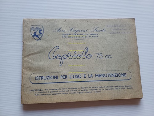 AeroCaproni Capriolo 75 manuale uso manutenzione + catalogo ricambi originale