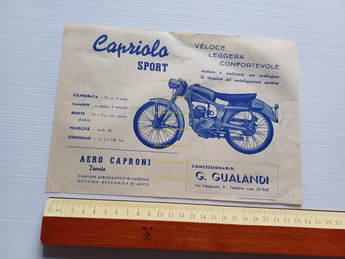 Aerocaproni Capriolo 75 Sport depliant originale italiano anni 50