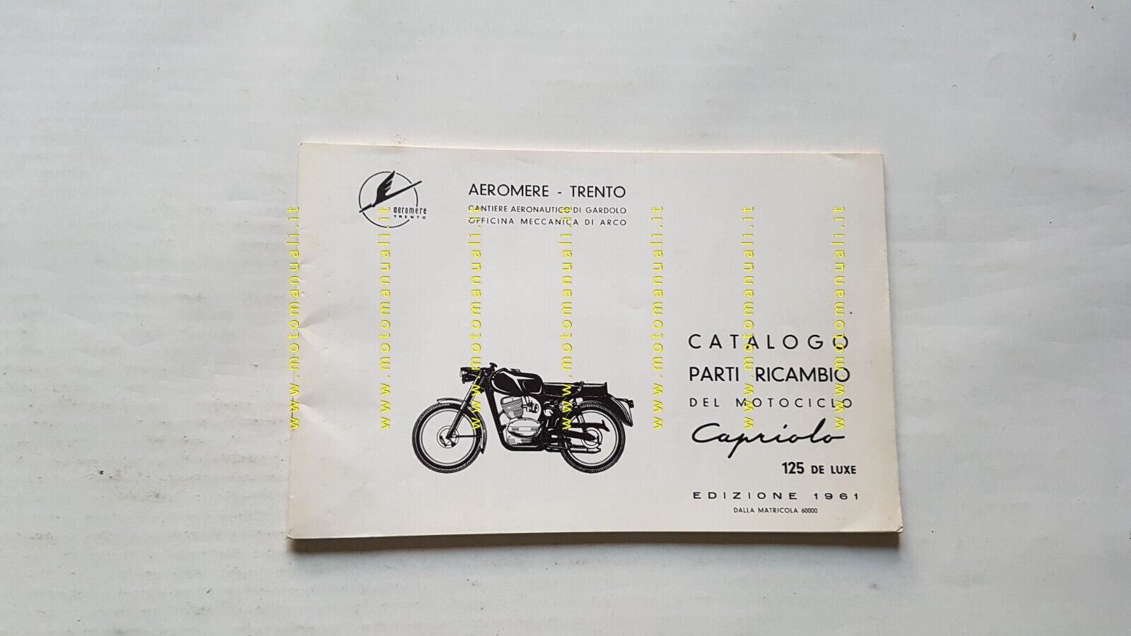 Aeromere Capriolo 125 De Luxe 1961 catalogo ricambi ORIGINALE spare …