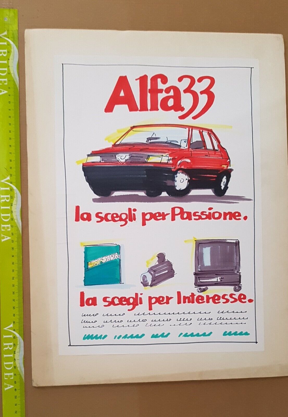 Alfa 33 bozzetto originale pubblicit disegno mano libera no manifesto …