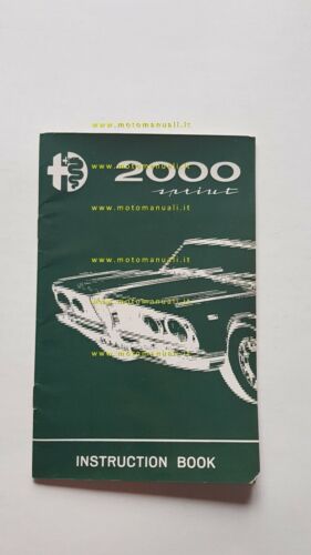 Alfa Romeo 2000 Sprint 1962 manuale uso manutenzione inglese ENGLISH …