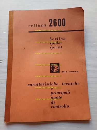 Alfa Romeo 2600 - Spider - Sprint 1964 manuale officina …
