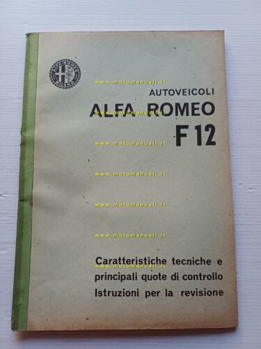 Alfa Romeo furgone F12 1967 manuale officina caratteristiche tecniche