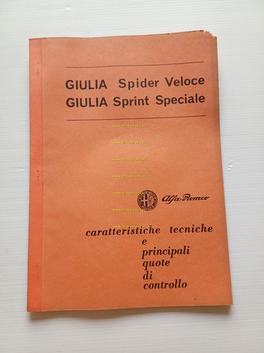 Alfa Romeo Giulia Spider Veloce - SS 1965 manuale officina …