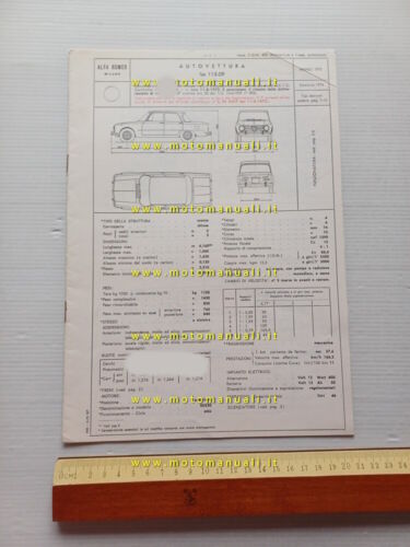 Alfa Romeo GIULIA Super 1.3 115.09 1970 agg.74 scheda omologazione …