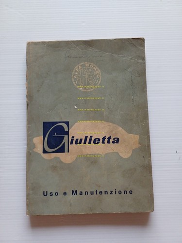 Alfa Romeo Giulietta- Sprint -Spider- SS 1959 manuale uso manutenzione …