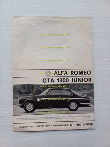 Alfa Romeo GTA 1300 Junior 1968 AGGIORNAMENTO originale manuale uso