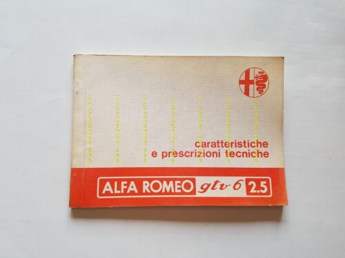 Alfa Romeo GTV 6 2.5 1980 manuale officina caratteristiche prescrizioni …