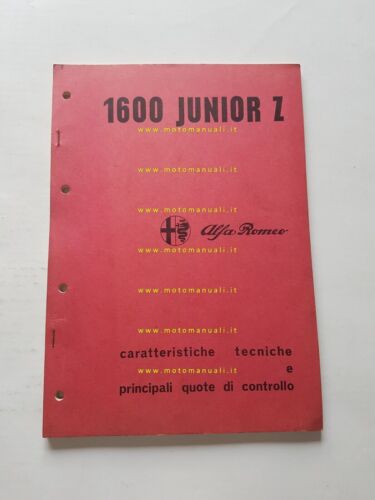 Alfa Romeo Junior Z 1.6 1972 manuale officina caratteristiche tecniche …