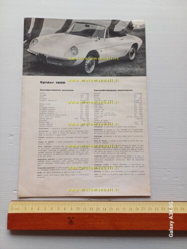 Alfa Romeo Spider 1600 1 serie depliant biancoero originale