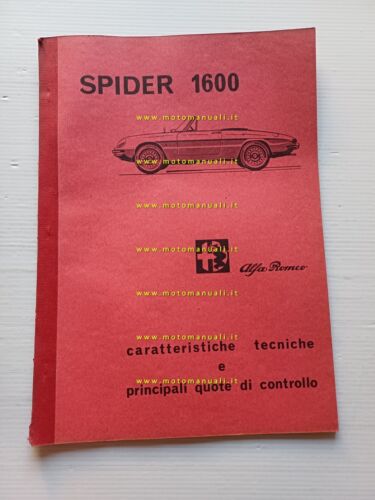 Alfa Romeo Spider 1600 1966 manuale officina caratteristiche tecniche originale