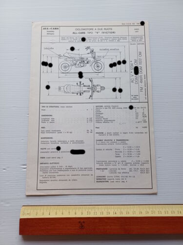 All-Cars Victor 50 1977 scheda omologazione DGM Facsimile originale