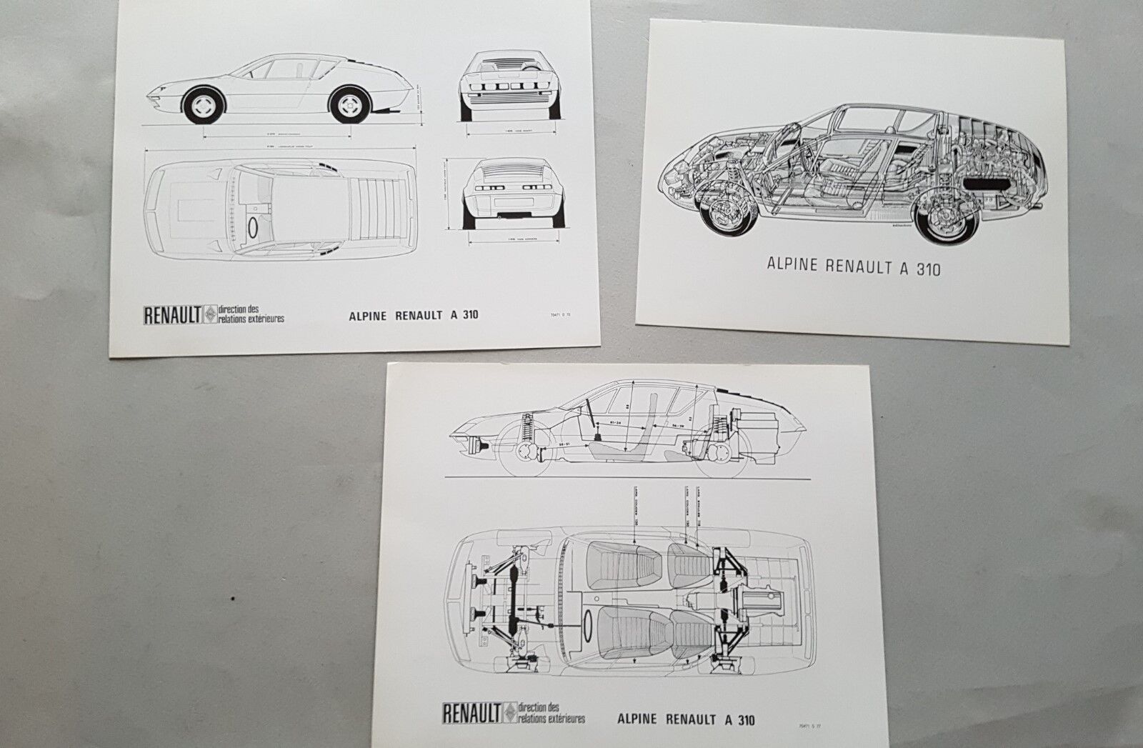 Alpine Renault A 310 V6 1977 3 schede tecniche originali …